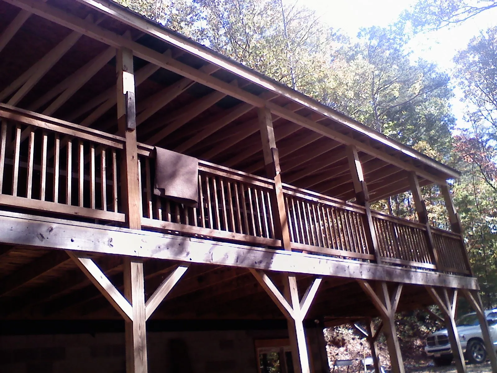 Timber framing under a new elevated porch and deck — Roof Leak Repair in Tamassee by Roofing Brothers